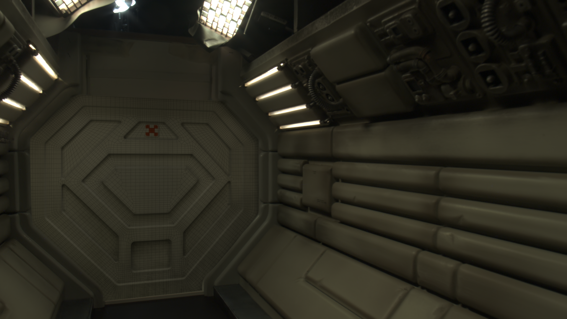 Image of the CG door with wireframe